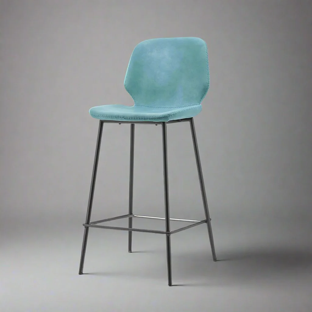 Barkruk Seashell laag | Blauw PU Leer - Afbeelding 2