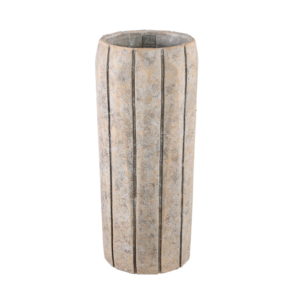 Imani Taupe Cement Pot High With Stripes L PTMD - Afbeelding 6