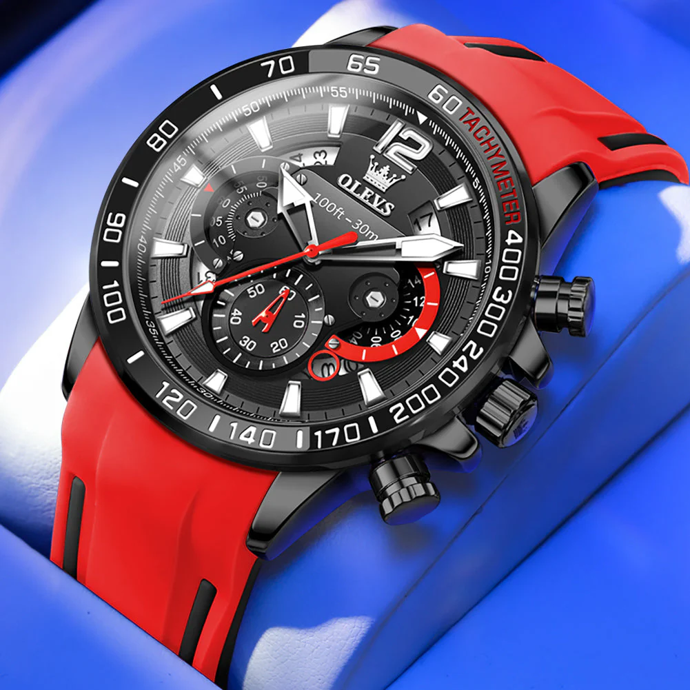 Stijlvol Chronograaf Herenhorloge – Waterdicht - Siliconen Band - Afbeelding 3