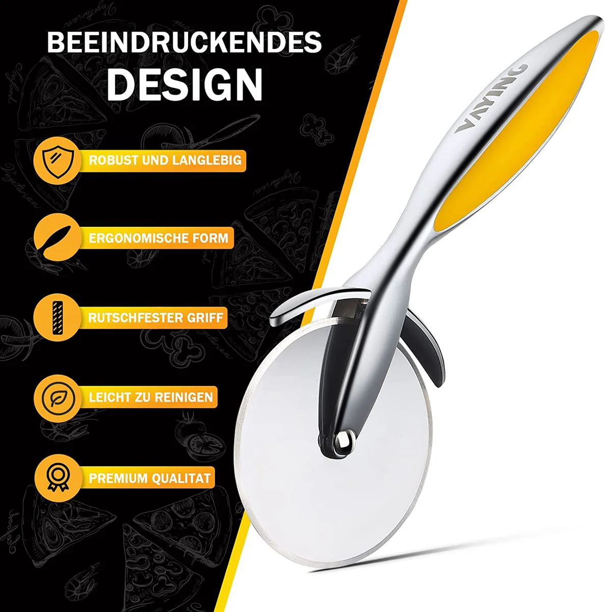 Pizza snijder - proffessioneel en premium kwaliteit - RVS - Pizzasnijderroller - Afbeelding 2