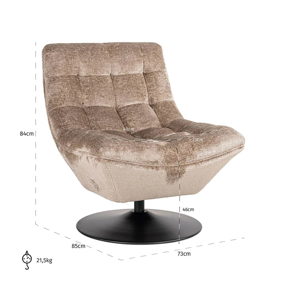 Richmond Interiors Sydney Fauteuil - Taupe Chenille - Afbeelding 6