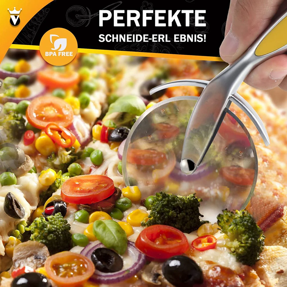 Pizza snijder - proffessioneel en premium kwaliteit - RVS - Pizzasnijderroller - Afbeelding 6