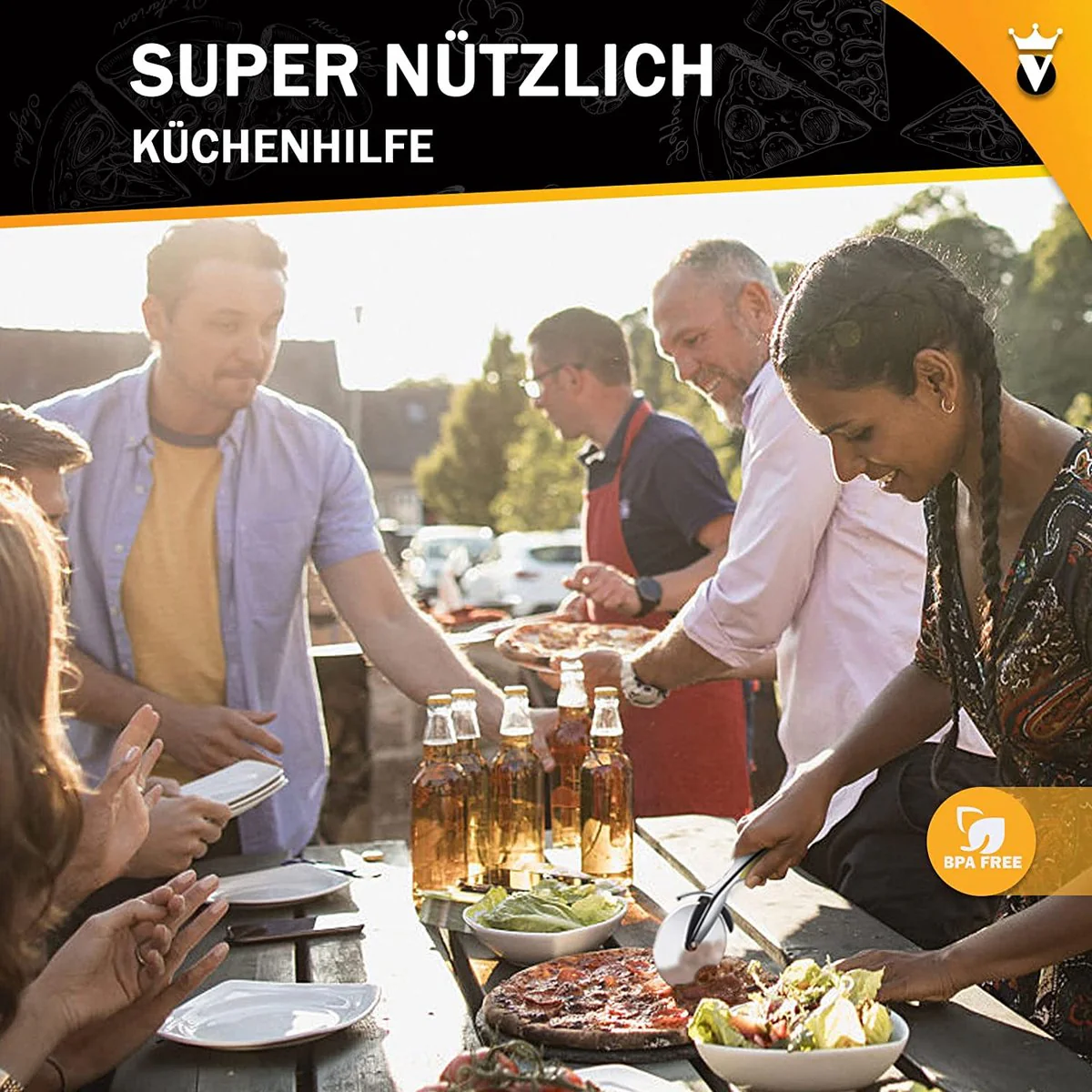 Pizza snijder - proffessioneel en premium kwaliteit - RVS - Pizzasnijderroller - Afbeelding 7