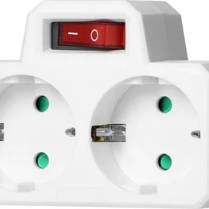 Doorvoerstekker met Schakelaar – 2x Schuko Stopcontact Splitter