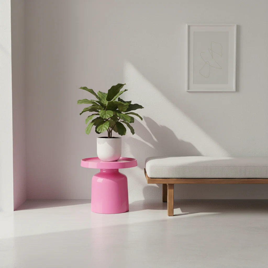 Metalen Bijzettafel Pawn – Neon Pink – Ø 43 × 42 cm - Afbeelding 5