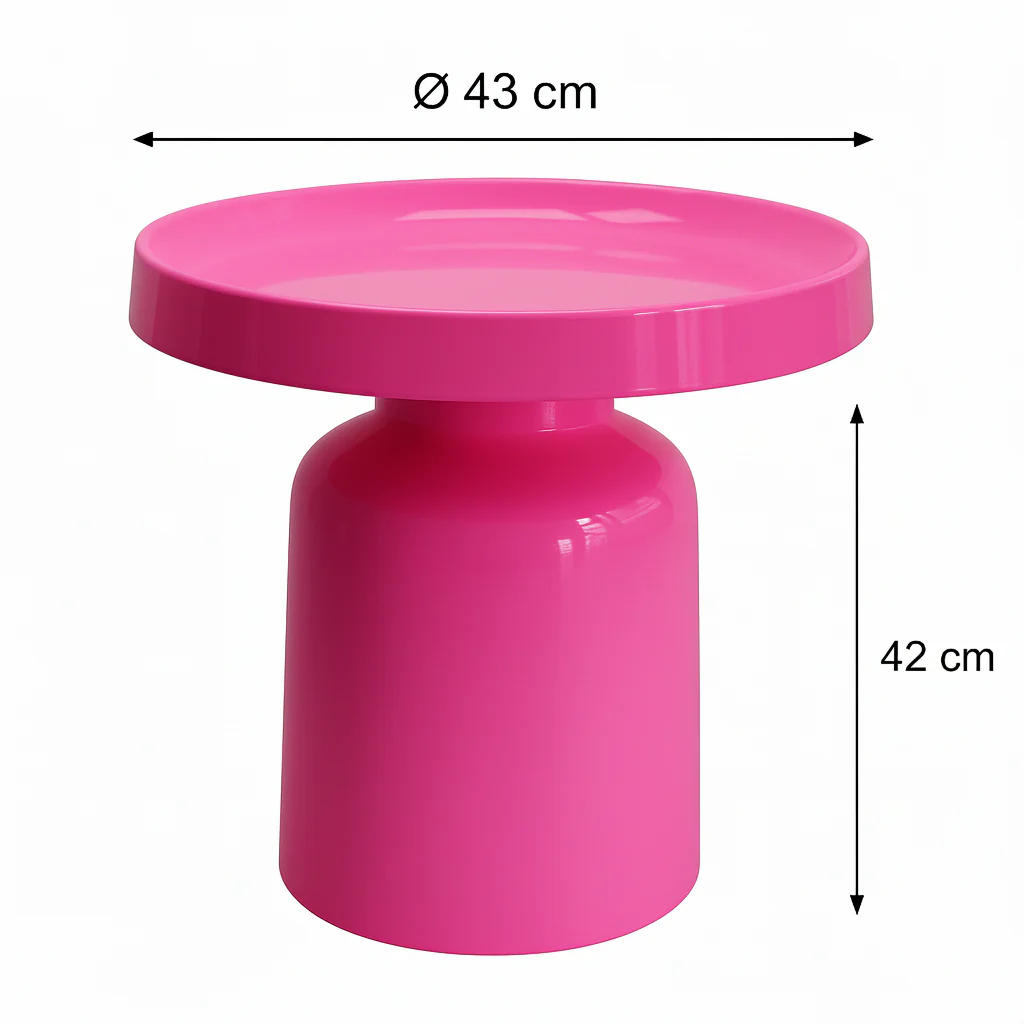 Metalen Bijzettafel Pawn – Neon Pink – Ø 43 × 42 cm - Afbeelding 4