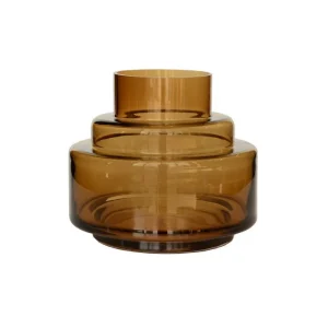 Chari Cognac vaas – Mondgeblazen design van dik bruin glas Ø23/33 cm