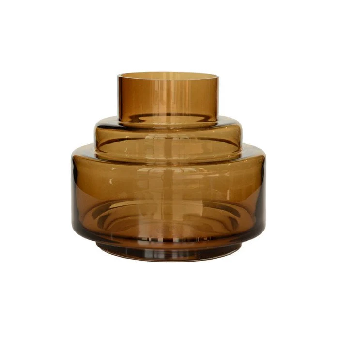 Chari Cognac vaas – Mondgeblazen design van dik bruin glas Ø23/33 cm - Afbeelding 2