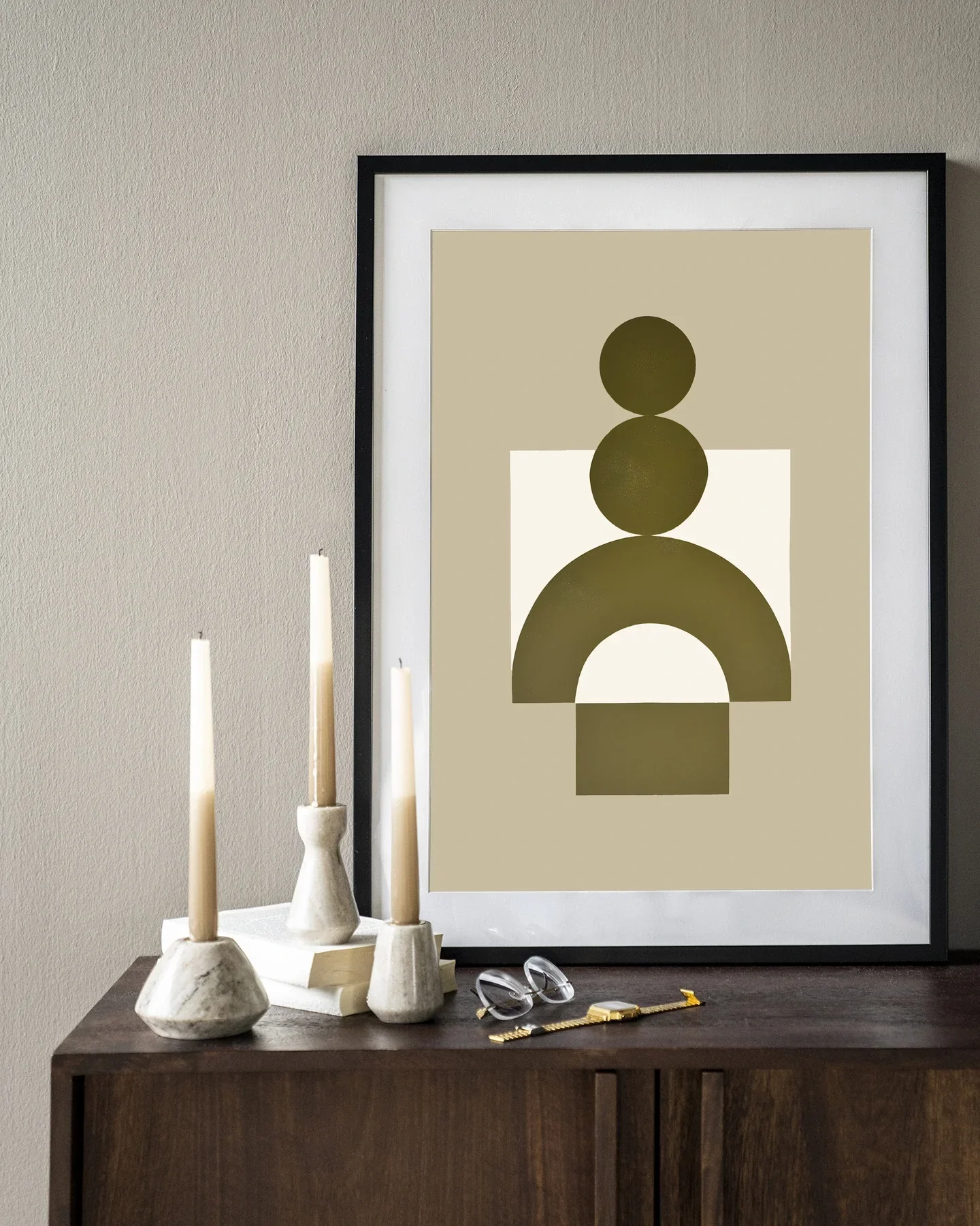 Forma 3 Beige - Moderne Wanddecoratie | Artprint, Glass Art & Wandkleed - Afbeelding 3