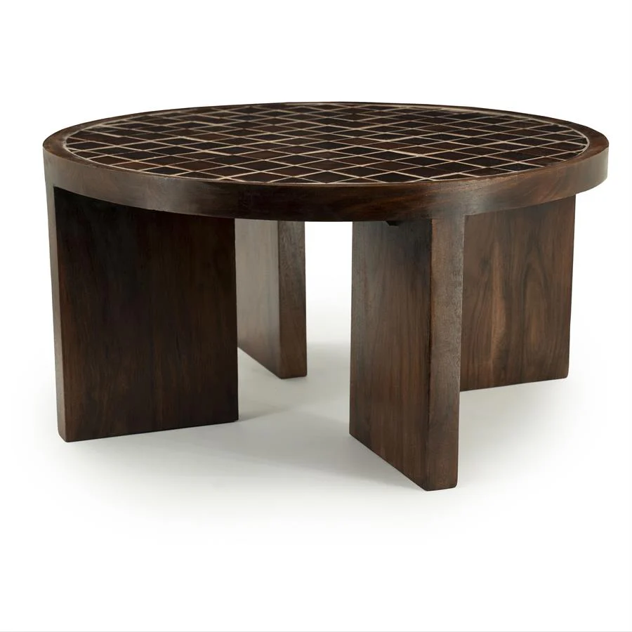 Salontafel Eliana | Bruin Mangohout & Keramiek - Afbeelding 6