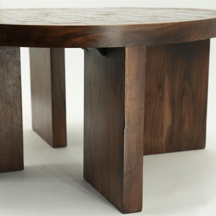 Salontafel Eliana | Bruin Mangohout & Keramiek - Afbeelding 7