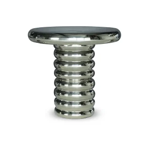 Bijzettafel zilver chroom – ronde metalen bijzettafel