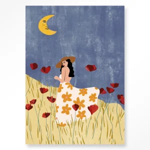 Girl In A Poppyfield - Moderne Wanddecoratie | Artprint, Glass Art & Wandkleed