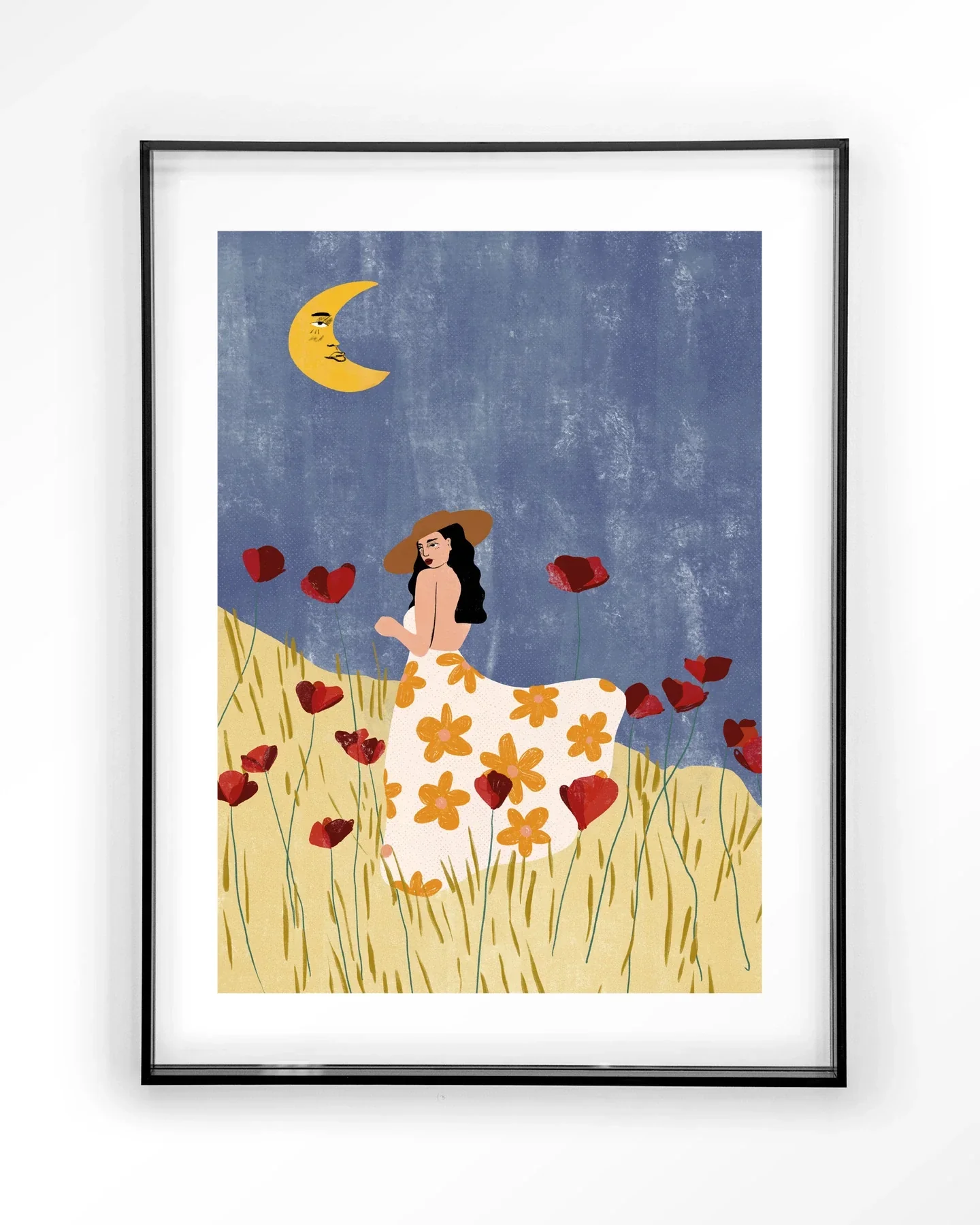 Girl In A Poppyfield - Moderne Wanddecoratie | Artprint, Glass Art & Wandkleed - Afbeelding 4