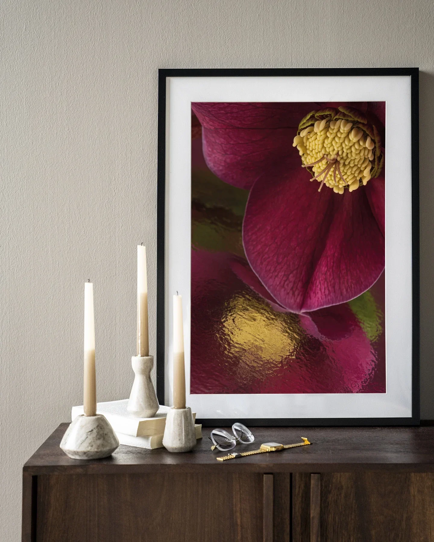 Weerspiegeling Van Een Kerstroos - Moderne Wanddecoratie | Artprint, Glass Art & Wandkleed - Afbeelding 8