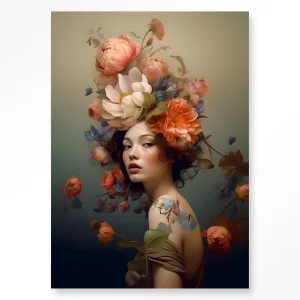 Vintage Flower Girl - Moderne Wanddecoratie | Artprint, Glass Art & Wandkleed