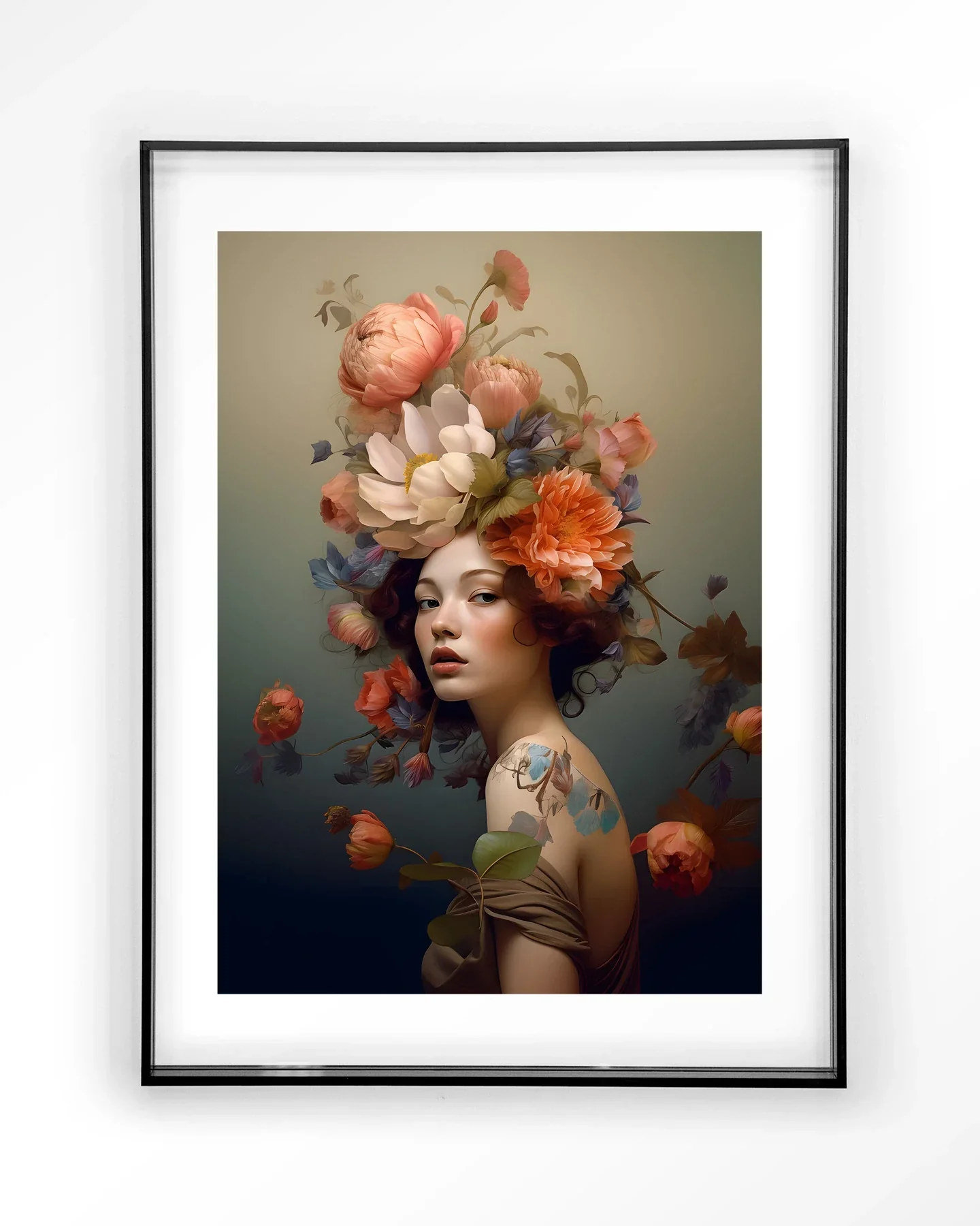 Vintage Flower Girl - Moderne Wanddecoratie | Artprint, Glass Art & Wandkleed - Afbeelding 3