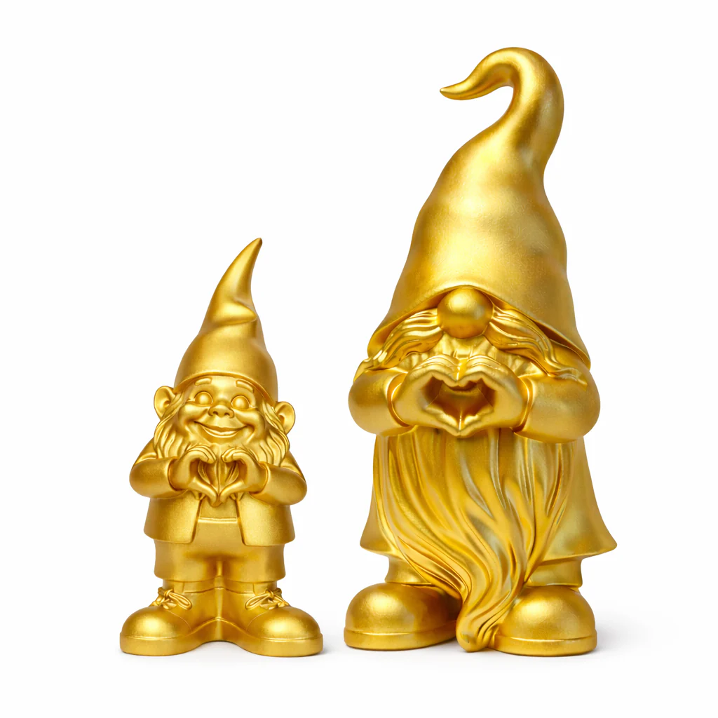 Gouden Paas kabouter/gnoom met Hart - Afbeelding 3