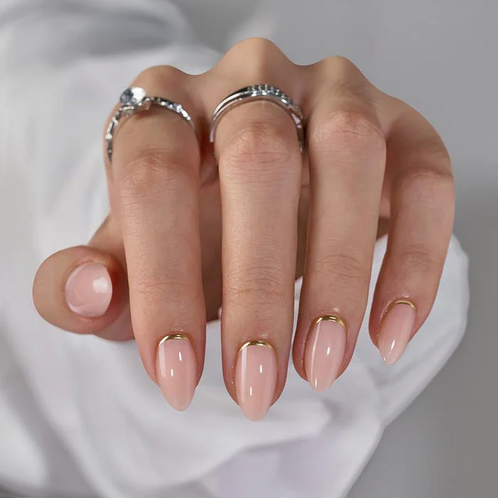 Gold en Almond Nagels Set - Press On Nails - 30 Stuks - Afbeelding 3