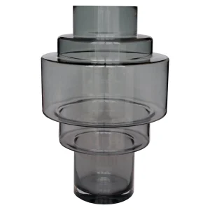 Kasai Grey vaas – Mondgeblazen dik grijs glas Ø23/33 x H35/50 cm