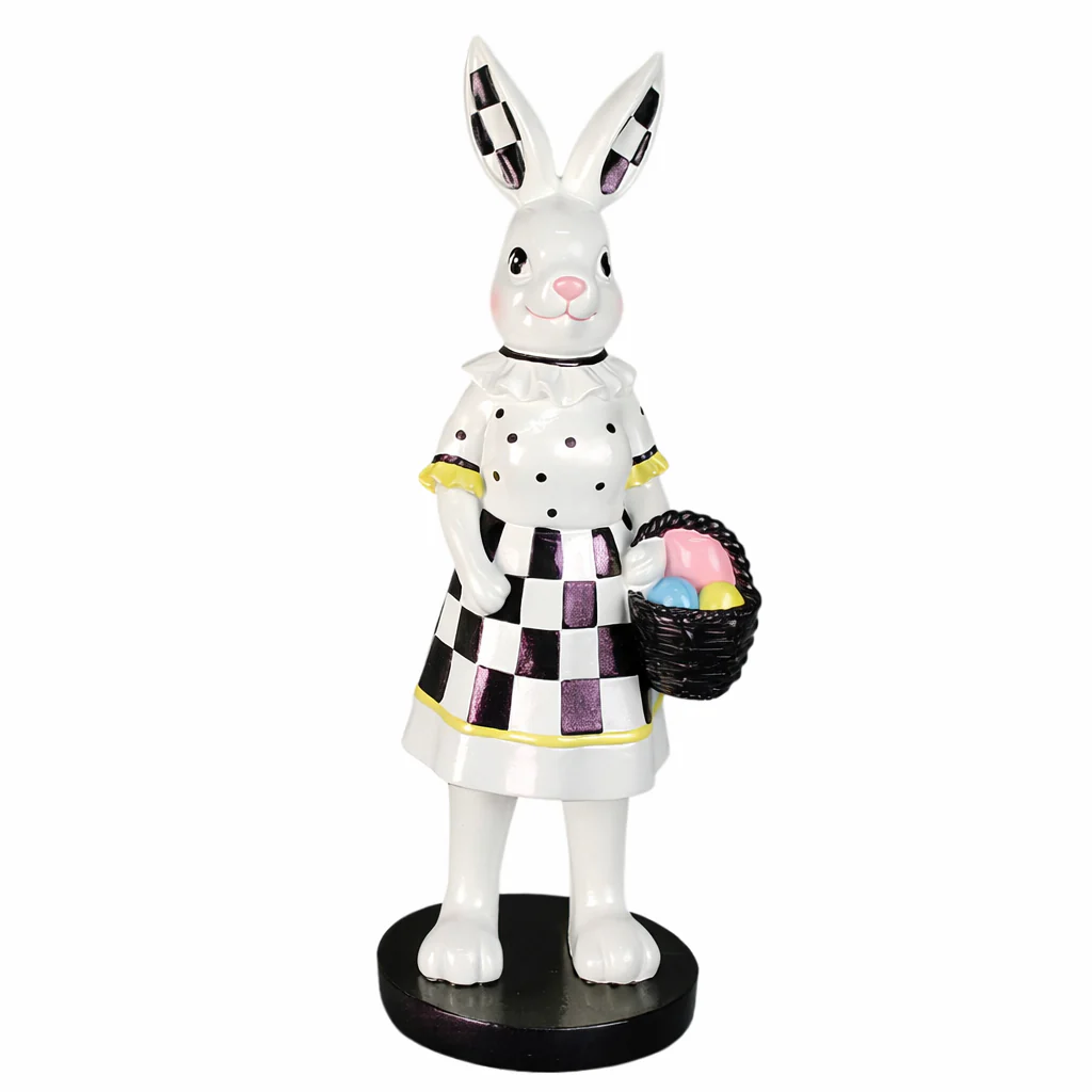 Paas Haas Zwart/Wit met Mand – 35 cm - Afbeelding 4
