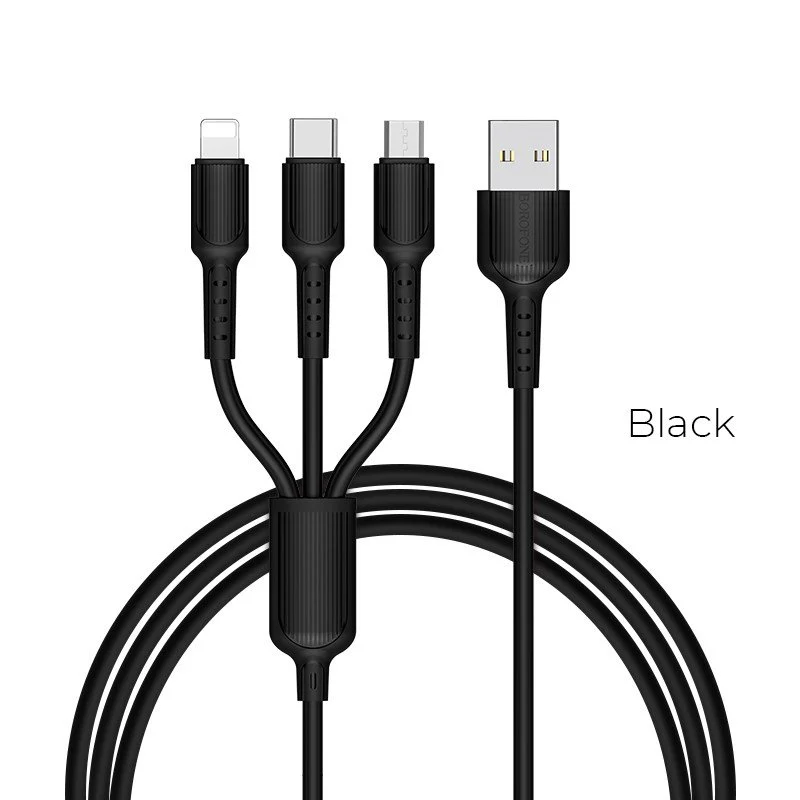 Snel laden - 3 in 1 (USB-C / Lightning / Micro USB) Laadkabel Zwart - Afbeelding 2