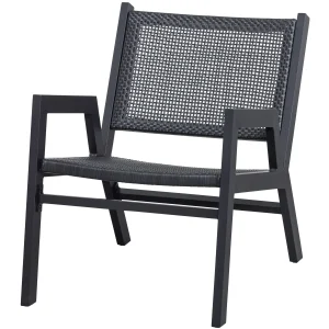 WOOOD PEM TUIN FAUTEUIL MET ARMLEUNING ALUMINIUM ZWART