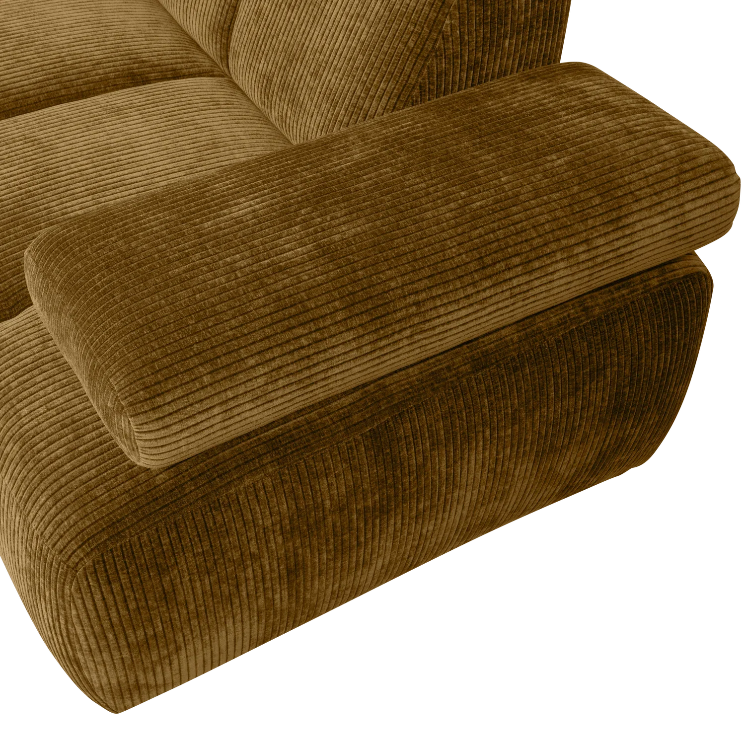 Woood Mojo Hoekbank Links – Geweven Ribstof Honing Geel - Afbeelding 3