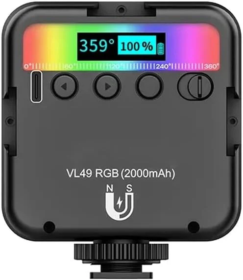LED Video Lamp - Multi Color RGB - 2000 mAh batterij - Inclusief Mini Statief - Afbeelding 2