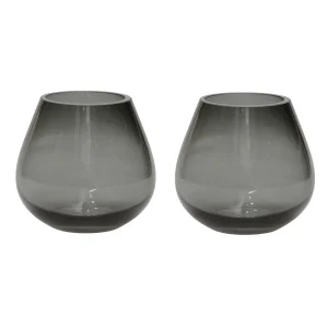 Waxinelichthouder set grijs – Tasman XS van mondgeblazen glas – Set van 2 theelichthouders voor sfeervolle verlichting