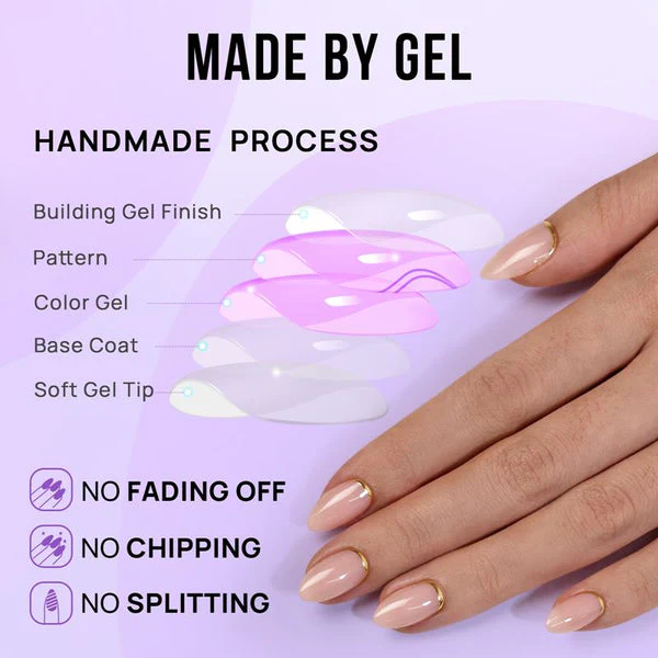 Gold en Almond Nagels Set - Press On Nails - 30 Stuks - Afbeelding 8