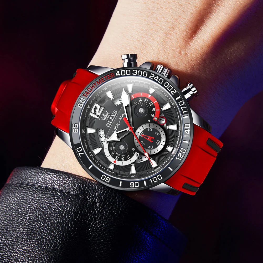 Stijlvol Chronograaf Herenhorloge – Waterdicht - Siliconen Band - Afbeelding 5