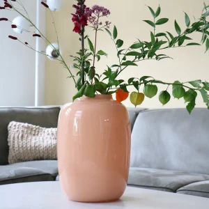 Artic Pastel Peach vaas – Glazen design in zacht oranje-roze Ø21–25xH29–35