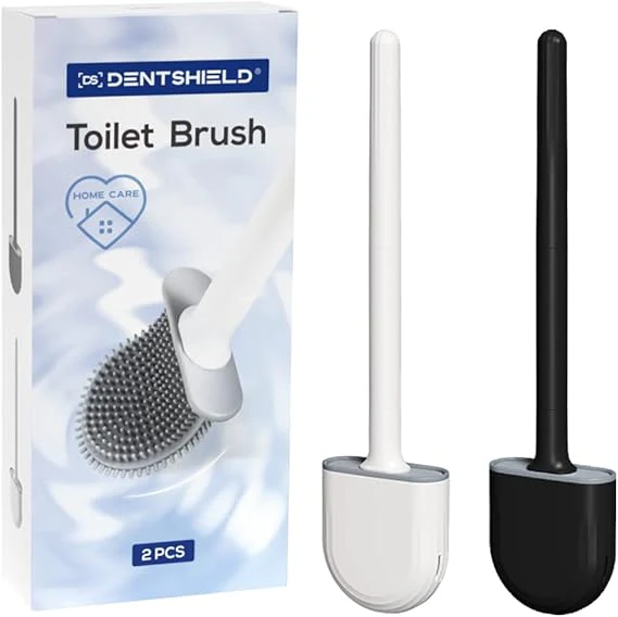 Toiletborstel Set van 2 - Zwart en Wit - Lekvrij - Sneldrogend - Inclusief Houder - Afbeelding 5