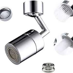 Universele sproeifilterkraan, 720° draaibare kraansproeikop met duurzaam koper en ABS anti-spatbescherming, met zuurstof verrijkt schuim, 4-laags gaasfilter