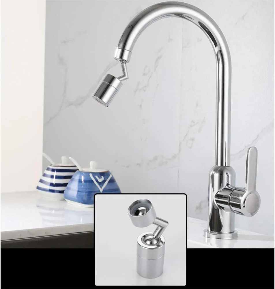 Universele sproeifilterkraan, 720° draaibare kraansproeikop met duurzaam koper en ABS anti-spatbescherming, met zuurstof verrijkt schuim, 4-laags gaasfilter - Afbeelding 8