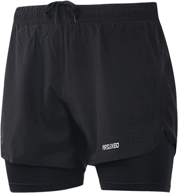 ARSUXEO Active Training hardloopshort voor heren 2 in 1 B179 - maat S - Afbeelding 2