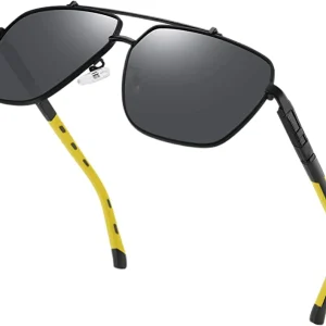 Gepolariseerde Zonnebril met Vierkant Metalen Frame - UV400 Bescherming