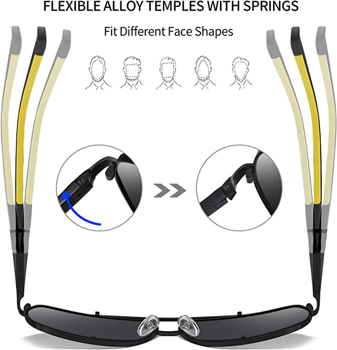 Gepolariseerde Zonnebril met Vierkant Metalen Frame - UV400 Bescherming - Afbeelding 5