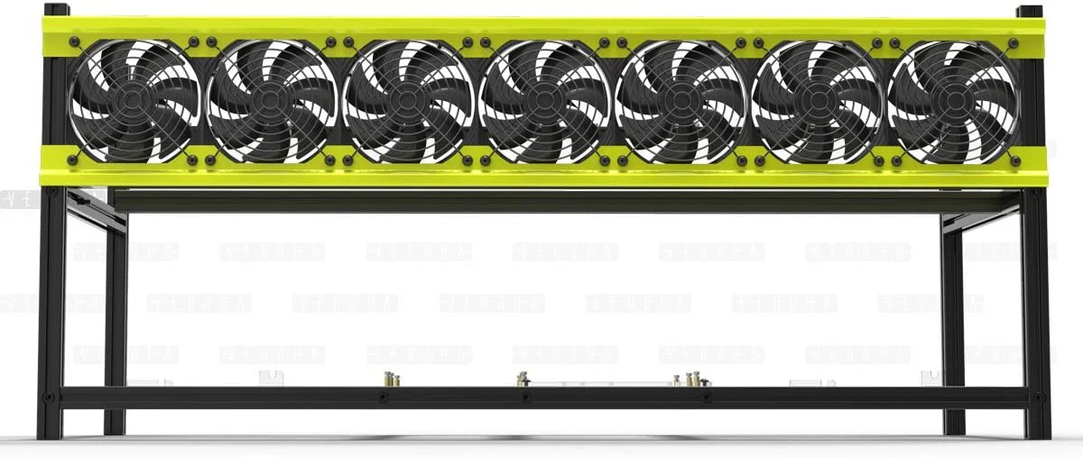 Deluxe V3D 8 BAY Mining Rig Case - Stapelbaar Aluminium Frame met Superieure Koeling - Zwart/Geel - Afbeelding 6