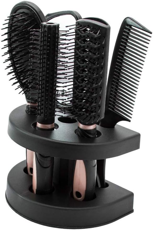 5-delige haarborstelkamset met spiegel en standaard Stylingset Antistatische kammen Ideaal voor verjaardagen, Kerstmis en andere gelegenheden (roze)