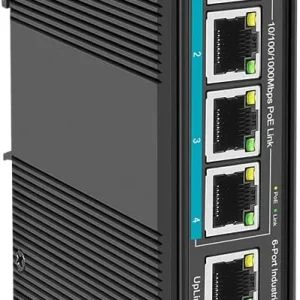 5-poorts industriële Gigabit PoE DIN-rail switch, 4 PoE+ poorten 1000Mbps, 1 Gigabit uplink, 1 SFP-poort, IEEE802.3af/at 120W, onbeheerd, 16 Gbps schakelcapaciteit, IP40