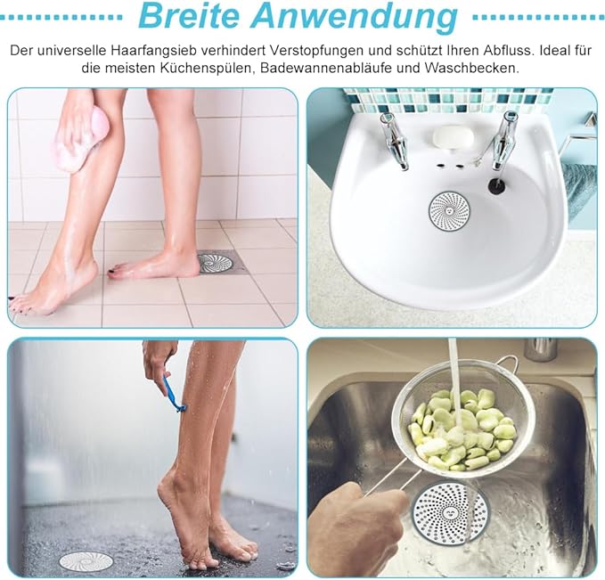 RVS Doucheputje Zeef met Pincet - Haarvanger en Afvoerbeschermer met Grijze Siliconen Rand - Geschikt voor Badkamers en Keukens - 11 cm Diameter - Afbeelding 7