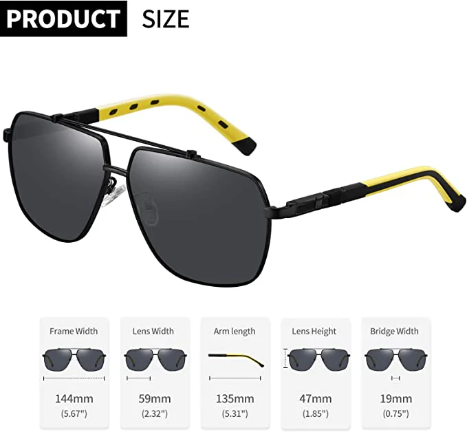 Gepolariseerde Zonnebril met Vierkant Metalen Frame - UV400 Bescherming - Afbeelding 4