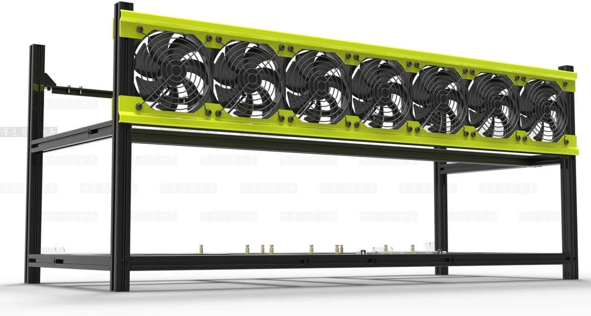 Deluxe V3D 8 BAY Mining Rig Case - Stapelbaar Aluminium Frame met Superieure Koeling - Zwart/Geel - Afbeelding 5