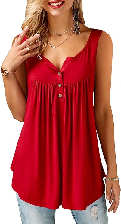 Dames Ruffle Button-Up Tanktops - Casual en Chic - Afbeelding 2