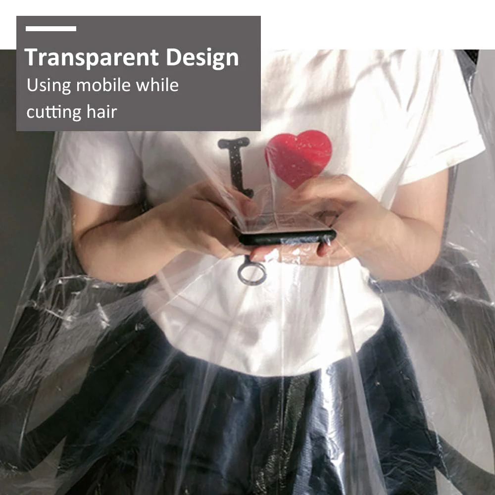 100 stuks Kappersschorten, verfschorten voor meerdere keren gebruik, haarknipkappen, transparant, waterdicht, kappersschort, kapsalons voor volwassenen, kinderen, 120 x 150 cm, transparant - Afbeelding 7