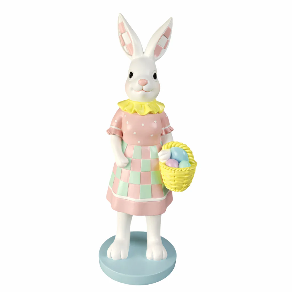 Paas Haas Zwart/Wit met Mand – 35 cm - Afbeelding 3