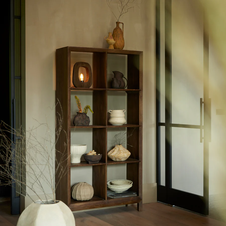 Light & Living Wandkast Sondrio Open Mangohout Mat Donkerbruin 95x190cm - Afbeelding 3