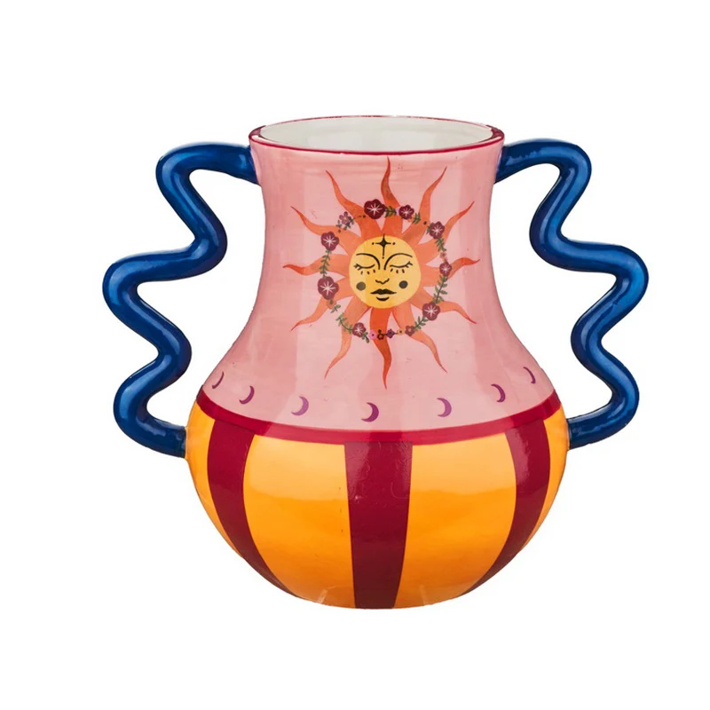 Kleurrijke Vaas met Zonnestraaldesign - Afbeelding 3